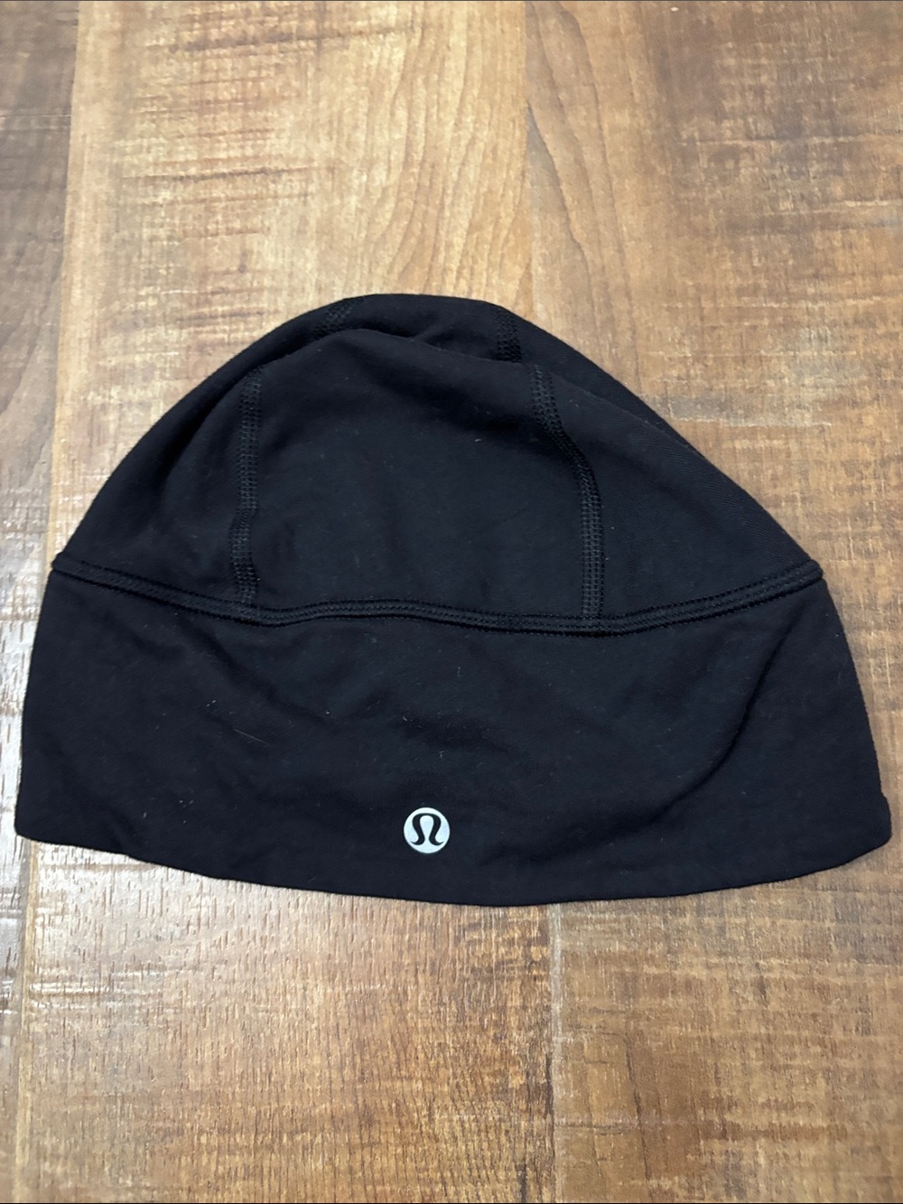 Lululemon Black/gray and tan striped inside brisk run Toque Stretch Beanie OS